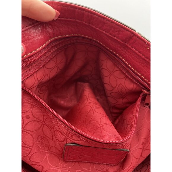 Vintage Fossil Red Leather Shoulder Handbag Purse Zip Closure Pockets EUC - Picture 8 of 8